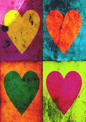 Quatre coeurs color&eacute;s pour exprimer l'amour